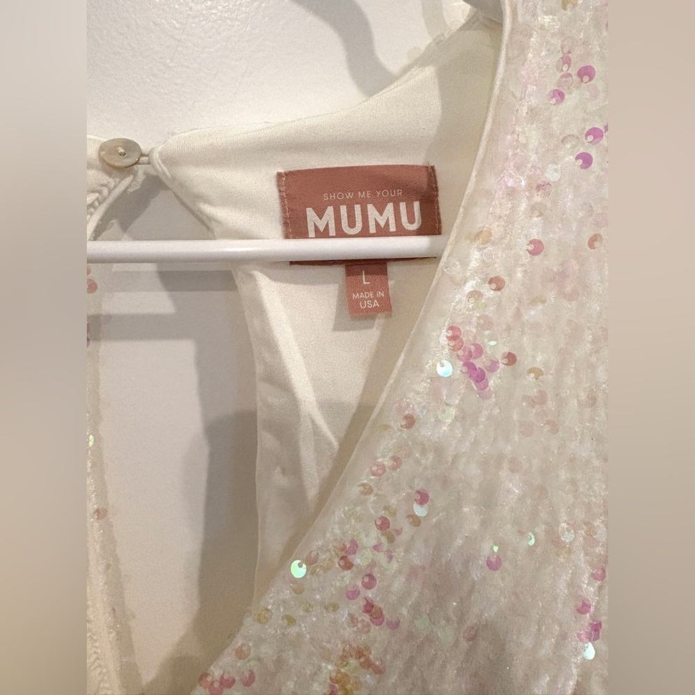 Show Me Your Mumu - Love on the Dance Floor White Sequin Romper, Size Large - Picture 9 of 16